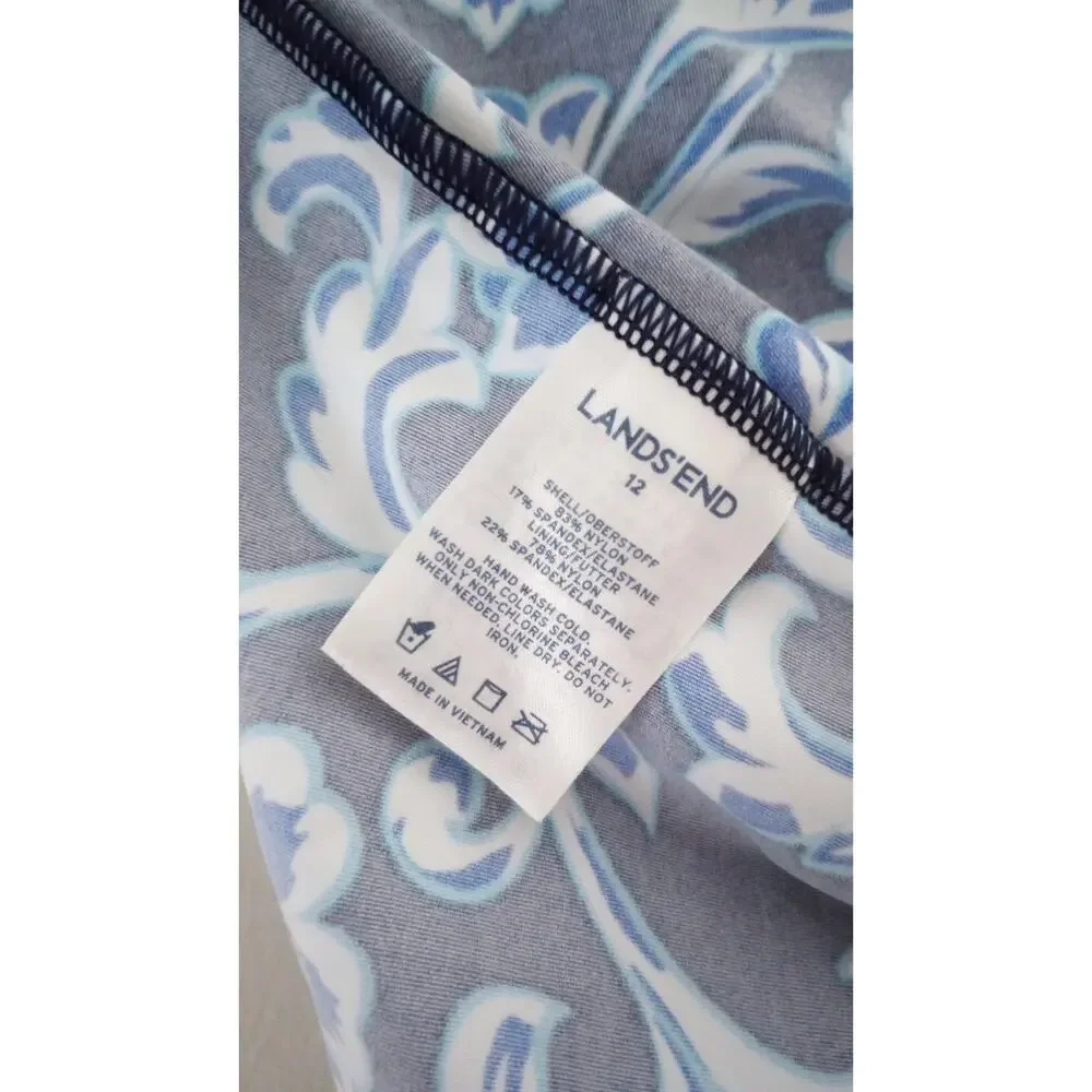 Lands' End Blue & White Floral Tankini Swim Top 12